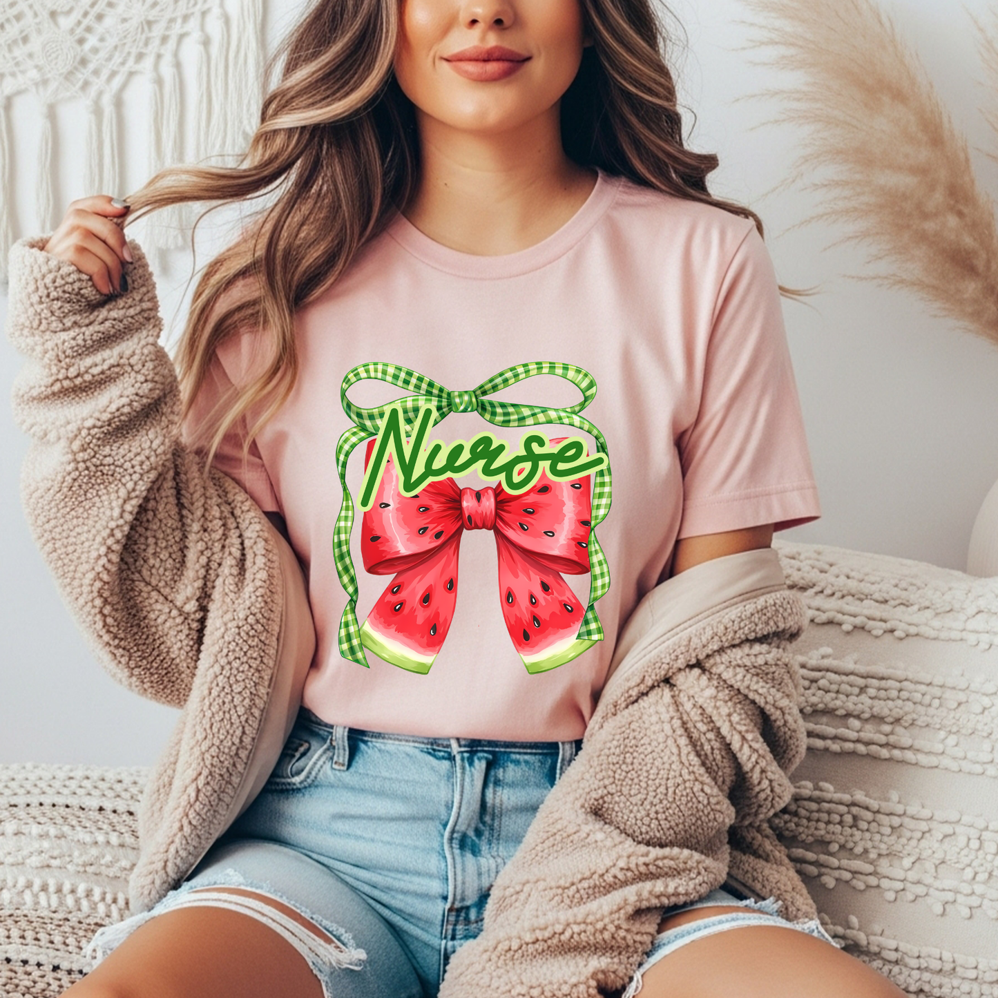 Nurse Watermelon Bow Gildan Tee
