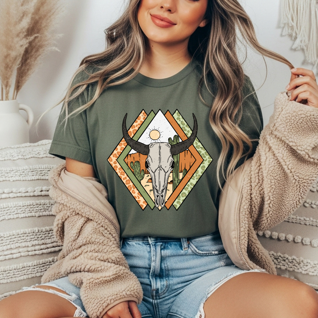 Cow Skull Color Comfort Colors Tee