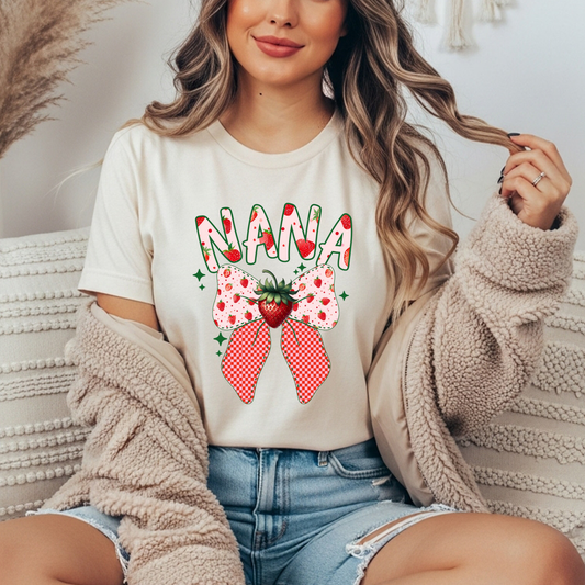 Nana Strawberry Bow Gildan Tee