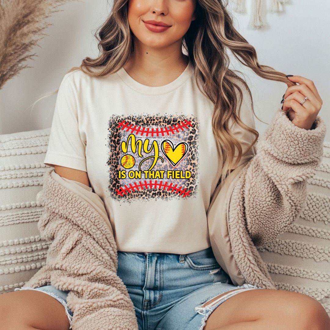 My Heart is on That Field Softball Comfort Colors Tee