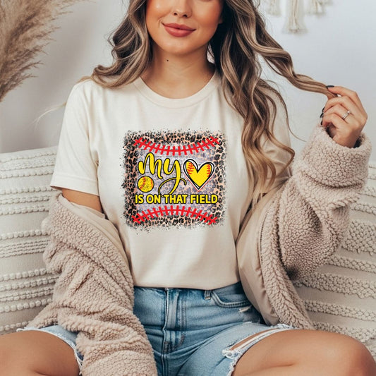 My Heart is on That Field Softball Comfort Colors Tee