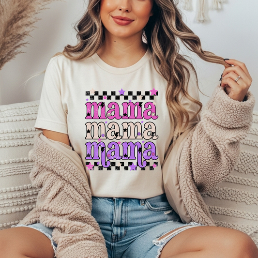 Pink, White, Purple Mama Stack Bella + Canvas Tee