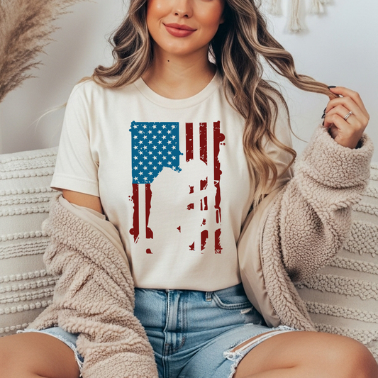 Flag Soldier Outline Gildan Tee