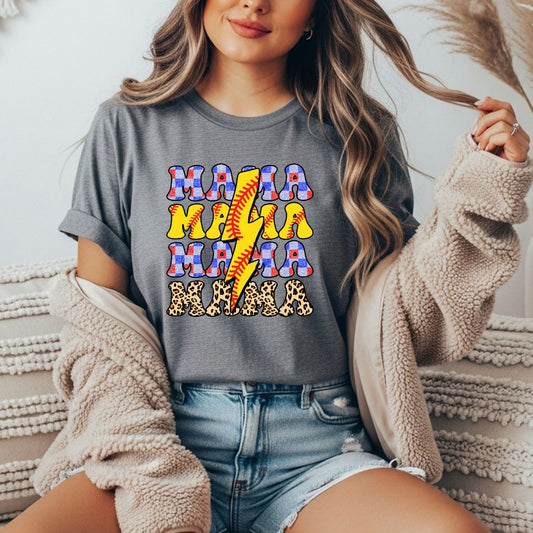 Mama Softball Stack Comfort Colors Tee