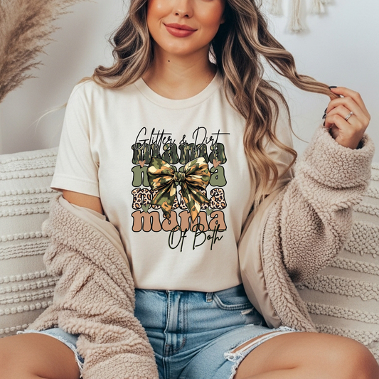 Glitter + Dirt Mom of Both Gildan Tee