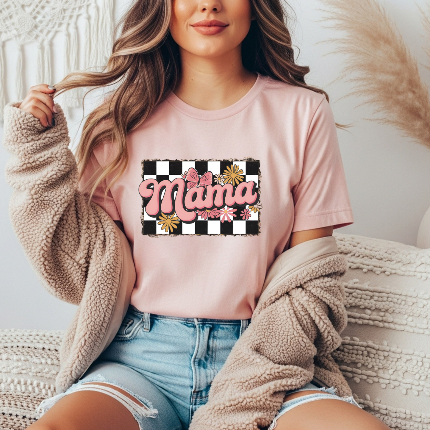 Mama Checkered T-shirt