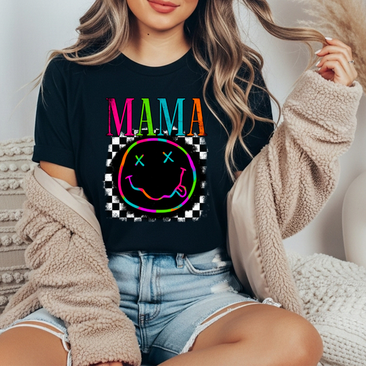 Mama Smiley + Checkered Comfort Colors Tee