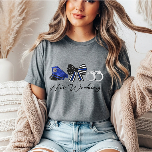 He's Working/Police Wife Gildan Tee