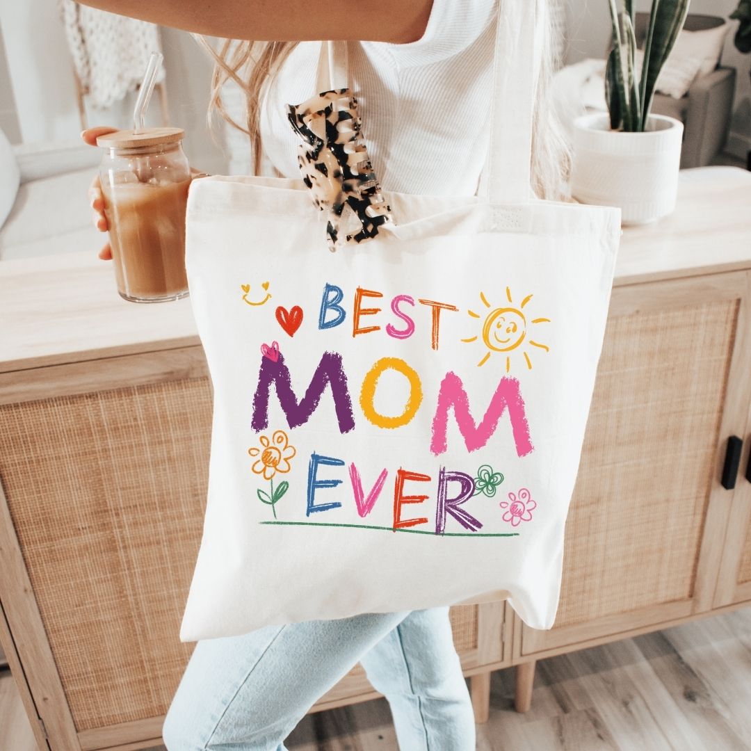 Best Mom Ever Crayon Eco Tote Bag