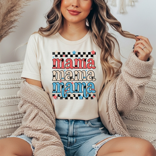 Red, White and Blue Mama Stack Comfort Colors Tee