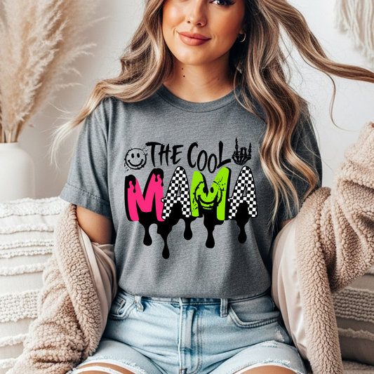 The Cool Mama Smiley + Checkered Comfort Colors Tee