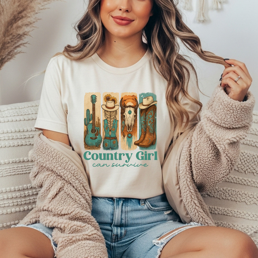 Country Girl Can Survive Gildan Tee