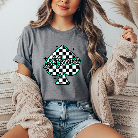 Mama Checkered Spade Gildan Tee