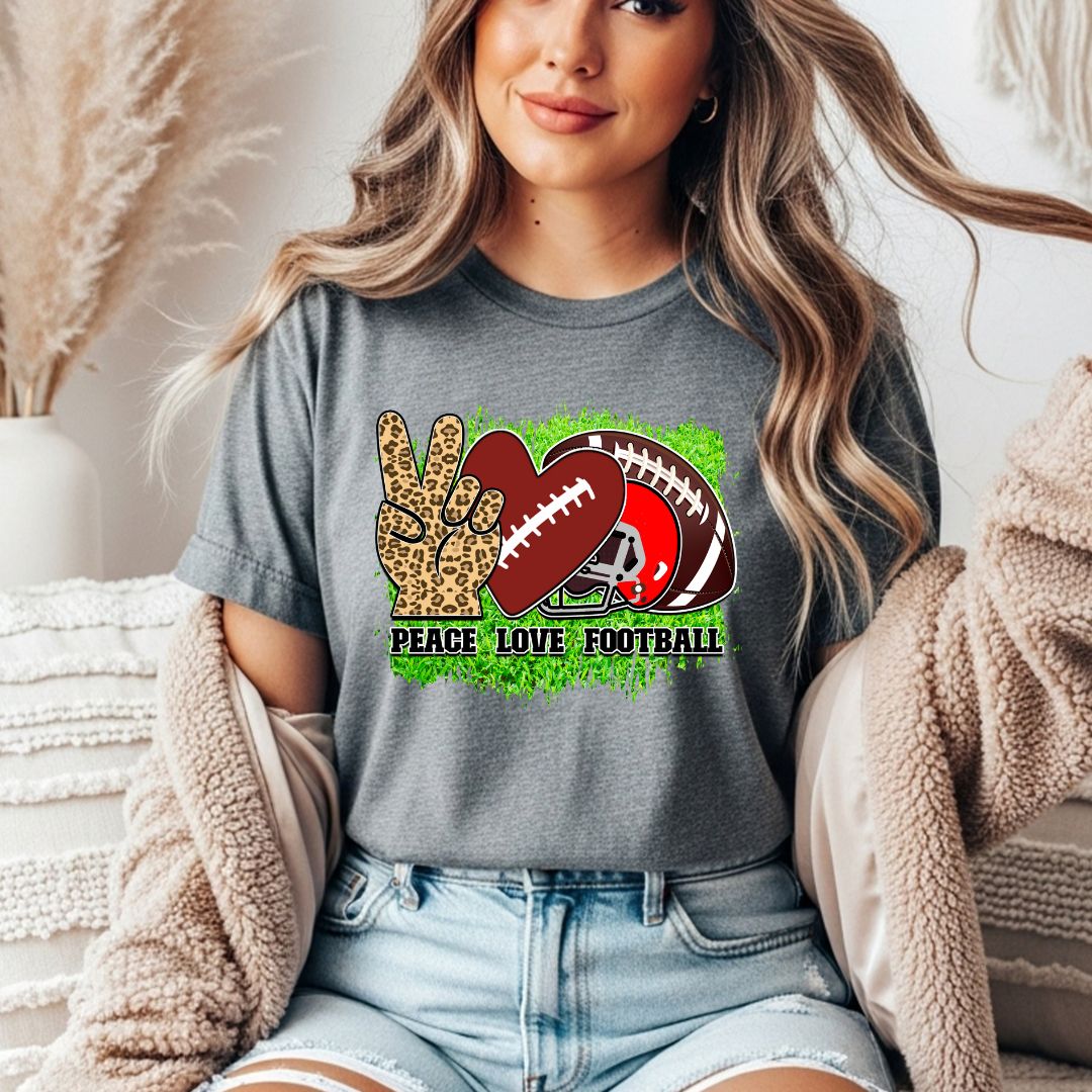 Peace. Love. Football Comfort Colors Tee