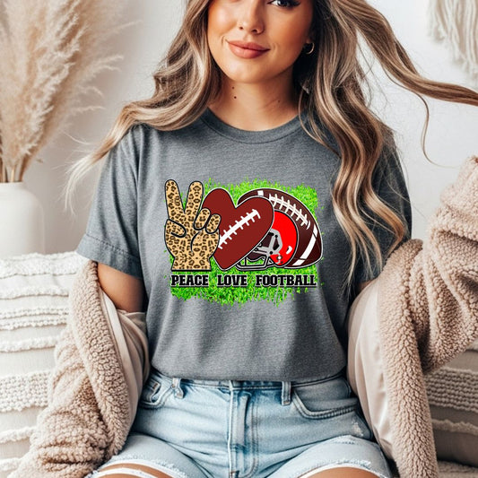Peace. Love. Football Comfort Colors Tee
