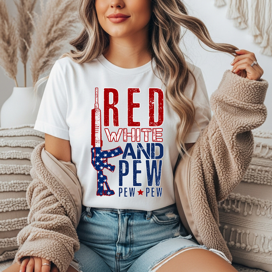 Red, White and Pew Gildan Tee