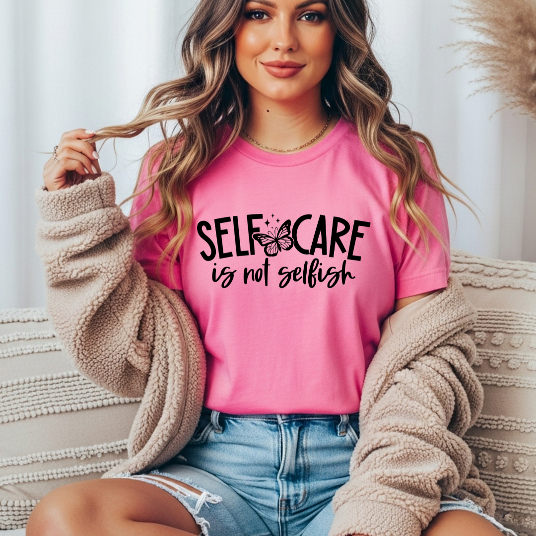 Self Care is not Selfish Butterfly Comfort Colors Tee