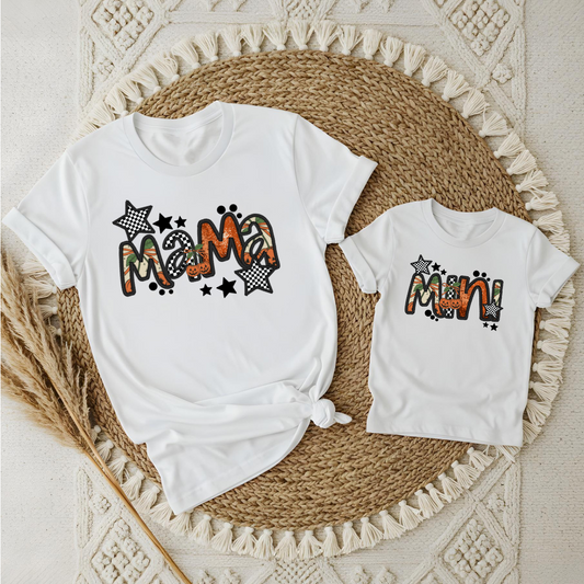 Mama Faux Embroidery Pumpkin Comfort Colors Tee