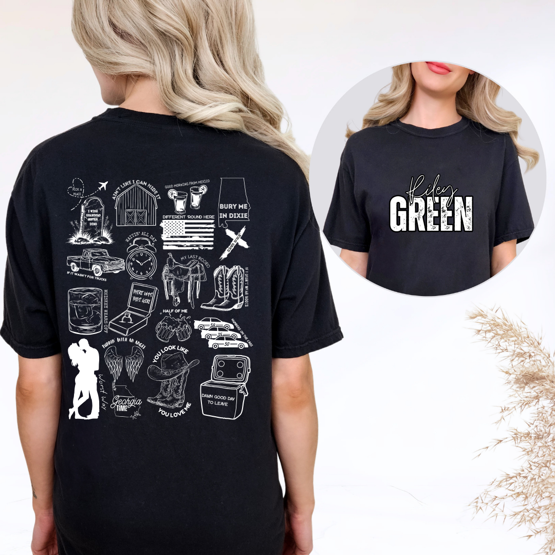 Riley Green Song Collage Bella + Canvas Tee